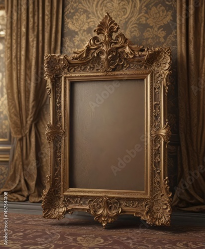Ornate frames against luxurious damask fabric ,  gold,  silver