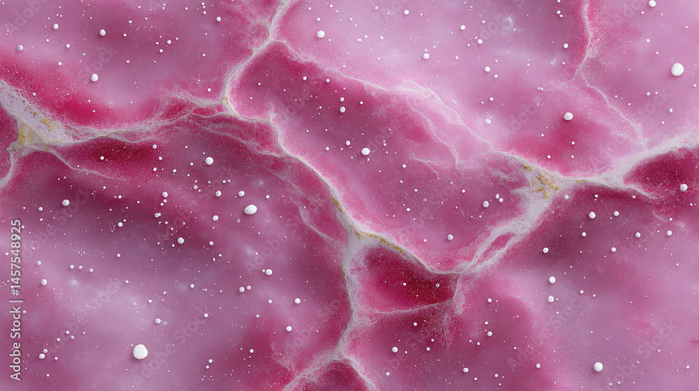A pink background with white specks and a pink object in the foreground