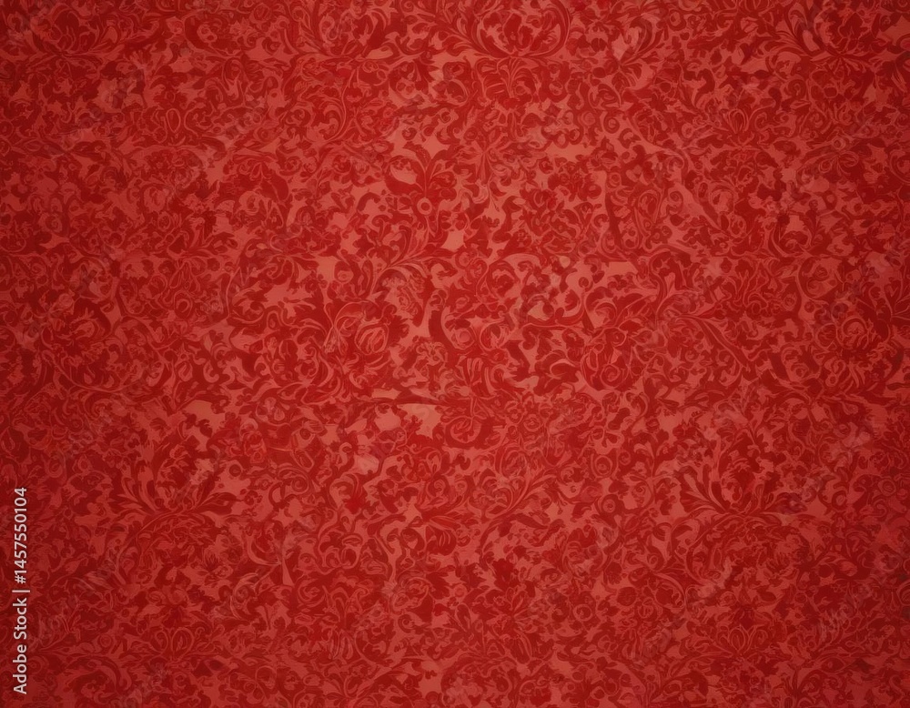 Fototapeta premium Intricate red damask pattern, ideal for festive designs Classic, timeless elegance , New Year, backdrop, scarlet