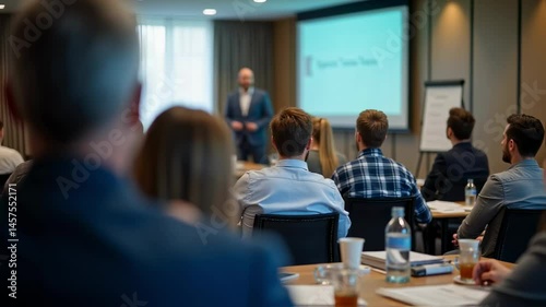 Team of people having class with business trainer