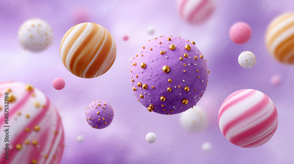 A bunch of colorful balls floating in the air