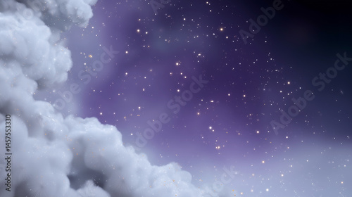 Obraz na płótnie A cloudy sky with a purple background and a lot of stars w salonie