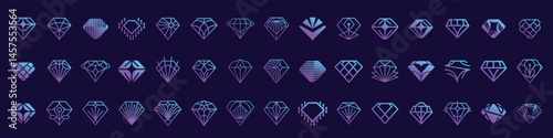mega collection of Diamond gem jewel gemstone line icon vector set design inspiration.