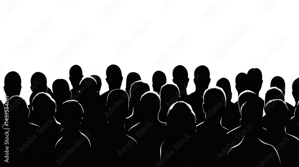 Obraz premium Crowd silhouette people gathering background