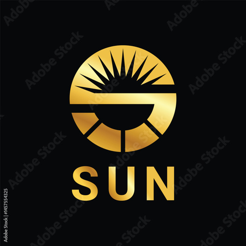 Letter S and sun luxury logo design
