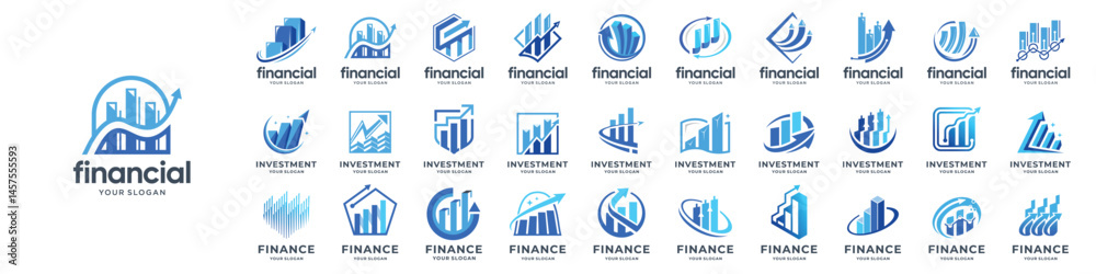 Fototapeta premium Set of accounting financial logo. Abstract for business capital, corporate and branding.
