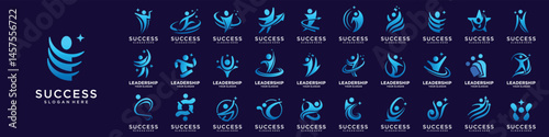 Mega collection of Success people logo design. Arrow logo concept. Healthy life vector illustration.