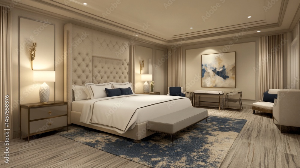 Fototapeta premium Luxurious Master Bedroom Interior Design with Elegant Decor