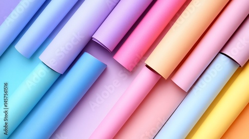 Pastel Paper Rolls Abstract Background Design