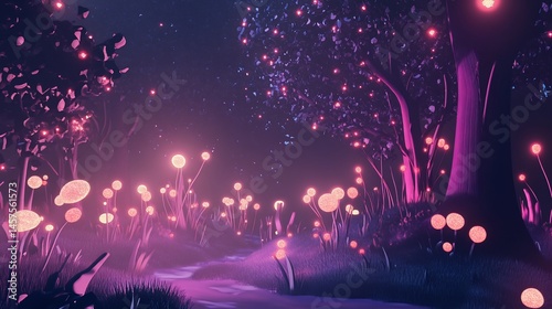 Enchanted Glow: A Night in the Luminescent Forest