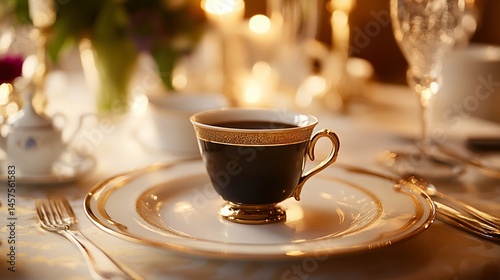 Elegant Golden Accented Teacup on Fine Porcelain