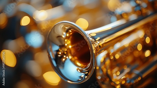 Golden Trumpet in a Warm, Bokeh-Lit Setting