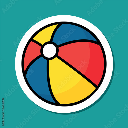 Free Download beach ball sticker, colorful summer symbol, vector design element - GFXLoad