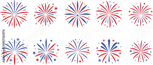 4th July 10 Firework Vector Graphic Bundle