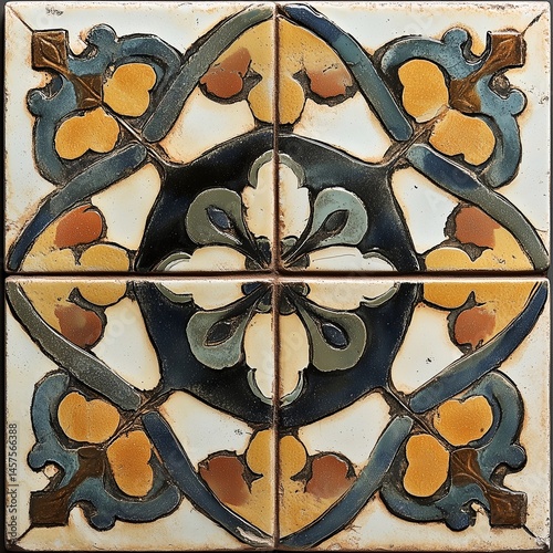 Vintage Ceramic Tile Designs: Artistic Tiles with Geometric and Floral Patterns for Luxurious Home Decor and Interior Design