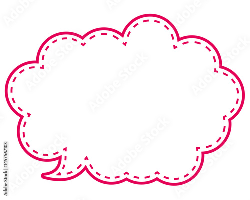 シンプルなカラー線の吹き出し　丸みのある雲形