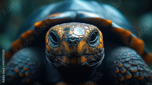 Redfooted Tortoise Closeup Portrait. photo