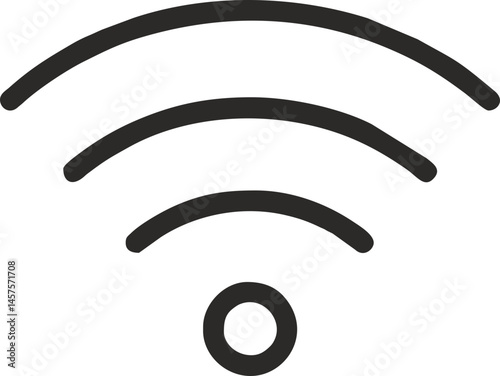 Wi-Fi Signal Black Line Minimalist Vector Icon for Internet Connectivity, UI Elements, and Network Settings on Transparent Background