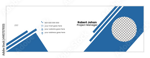 Vector email signature design, corporate email signature design template, email signature in abstract shape, corporate business email signature design. 
