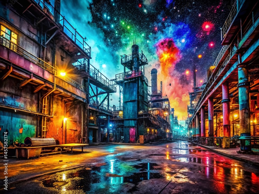 Fototapeta premium Abstract Industrial Night Paint Splatter Texture Background