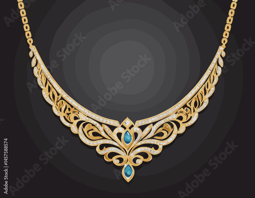 Luxury Jewelry, Necklaces, Rings, and Accessories – Vector Illustration