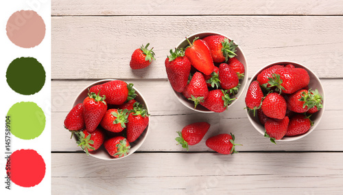 Bowls with sweet fresh stra...