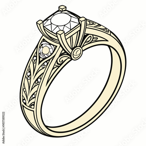 Elegant Gold Ring with Intricate Design – Vector Illustration