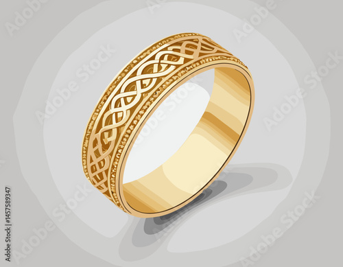 Elegant Gold Ring with Intricate Design – Vector Illustration