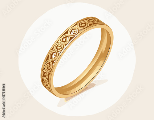 Elegant Gold Ring with Intricate Design – Vector Illustration