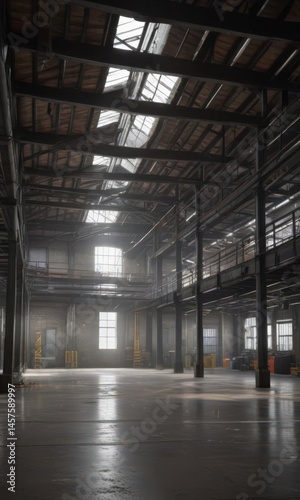 Wallpaper Mural High ceiling warehouse interior, exposed ducts and beams , steel, ceiling Torontodigital.ca