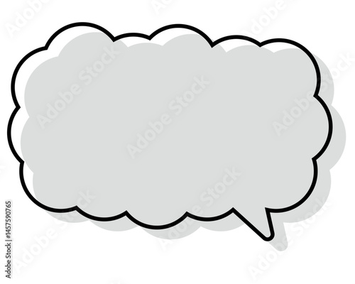 シンプルな線がずれた吹き出し　細長い雲形