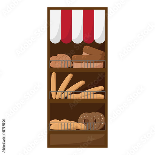 Bakery shelf with bread. Vector