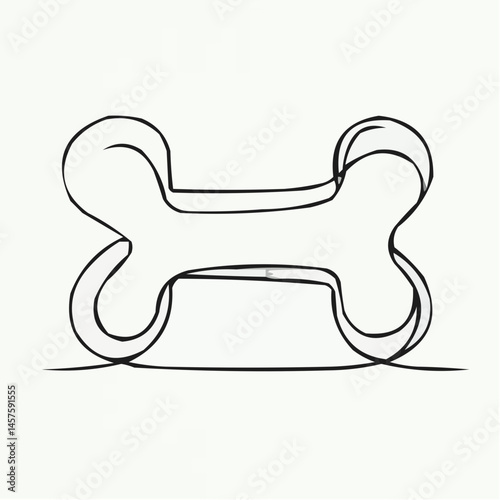 Minimalist Dog Bone Icon in Line Art Style  