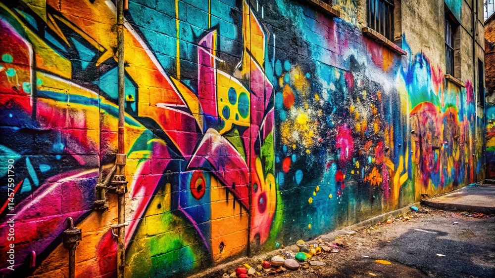 Fototapeta premium Abstract Urban Graffiti Wall Texture Background - Modern Street Art Photography