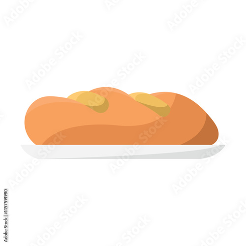 Loaf bread with almonds top. Vector