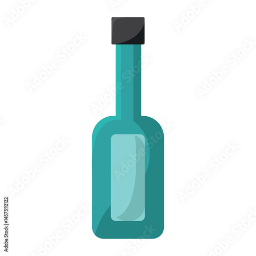 Blue bottle with black cap. Vector