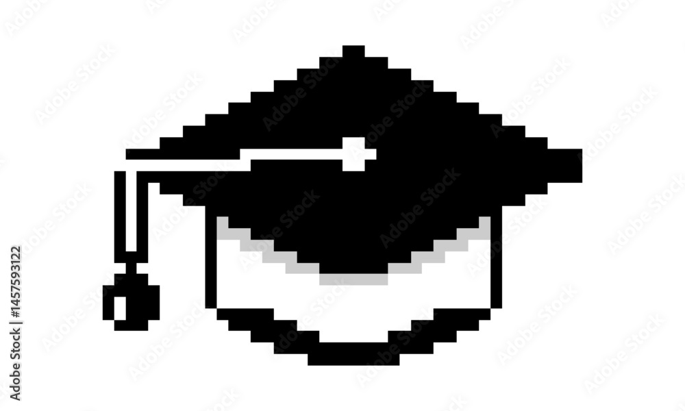 Obraz premium graduation cap hat vector pixel art design 