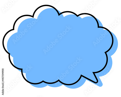 シンプルな線がずれた吹き出し　丸みのある雲形
