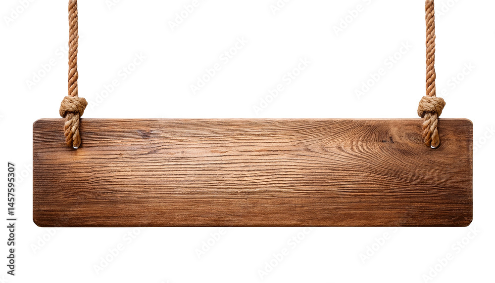 Obraz premium Wooden Sign Hanging by Rope
