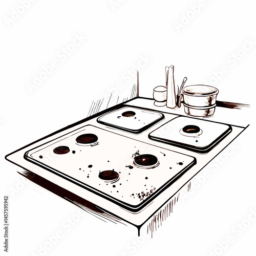 Grease Stains on Stovetop in Minimalist Style  