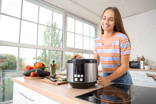 Young woman with multi cook...
