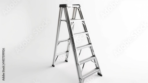 Metal step ladder, isolated