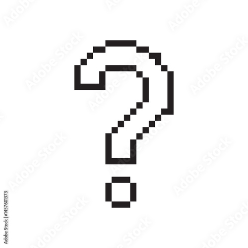 Pixel question icon. Retro style symbol. Black square vector. Eight bit design.