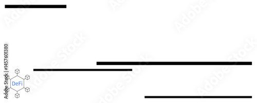 Diagram of a decentralized finance network, featuring nodes and connecting lines. Ideal for blockchain, fintech, cryptocurrency, technology, innovation, network systems education. Flat simple