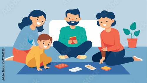 Disconnected Family Time A family playing board games and laughing together on a living room floor with devices turned off and ignored nearby highlighting the connection fostered
