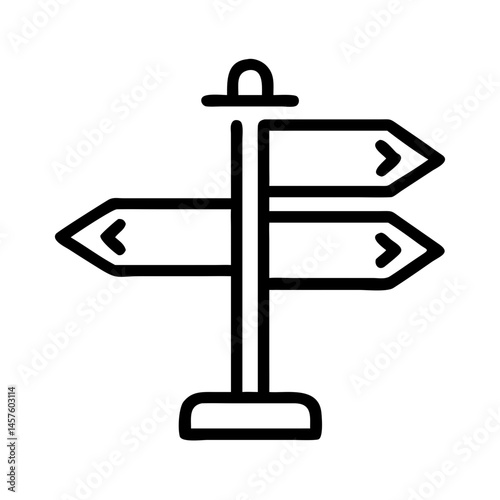 Direction sign icon with outline design and copy space