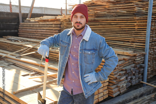 Handsome carpenter with axe...