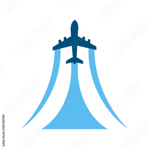 Airplane Silhouette with Contrails