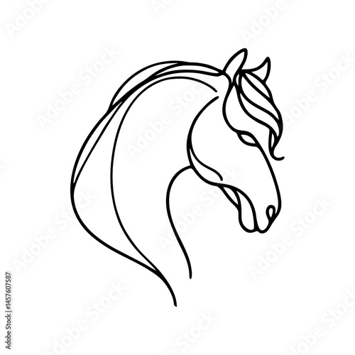 oneline art monoline vector horse head logo	poster

