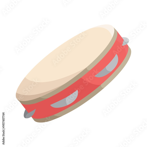 Classic red tambourine shape. Vector
